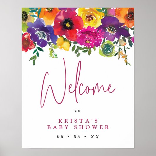 Floral Fiesta Baby shower Welcome Poster (Voorkant)