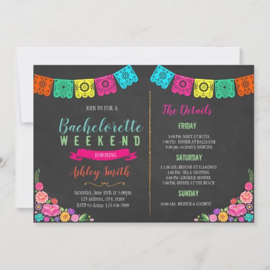 Floral fiesta bachelorette Urnaire uitnodiging (Voorkant)