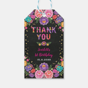 Floral Fiesta Birthday Little Senorita Hartelijk d Cadeaulabel