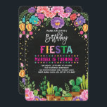 Floral Fiesta Birthday Party Mexican Flower Invite Kaart<br><div class="desc">Fiesta Birthday Invitation met levendige Mexicaanse waterverf bloemen,  succulenten en faux gold confetti</div>