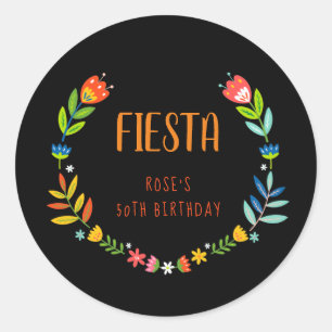 Floral Fiesta Birthday Ronde Sticker