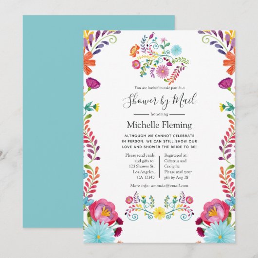 Floral Fiesta Bridal of Baby shower per post Kaart (Voorkant / Achterkant)