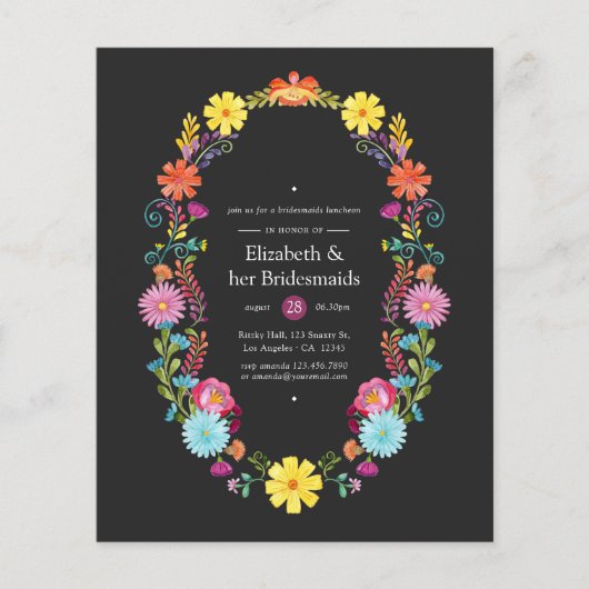 Floral Fiesta Bridesmaids Luncheon Invite Flyer (Voorkant)