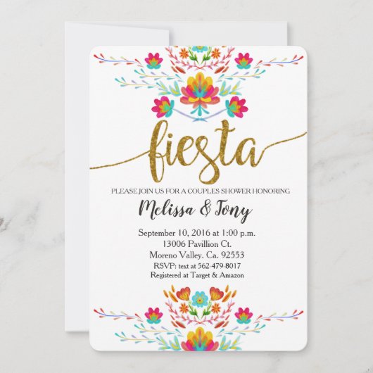 Floral Fiesta Couples Douche Uitnodiging (Voorkant)