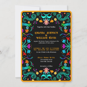 Floral Fiesta Mexicaanse volkskunst bruiloft Kaart