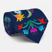 Floral Fiesta Mexicaanse volkskunst Stropdas (Opgerold)