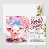 Floral Fiesta Piglet's Roze Boerderij Baby shower Kaart (Voorkant / Achterkant)