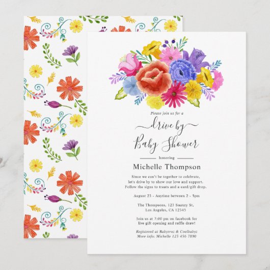 Floral Fiesta rijdt met bridal of Baby shower Kaart (Voorkant / Achterkant)