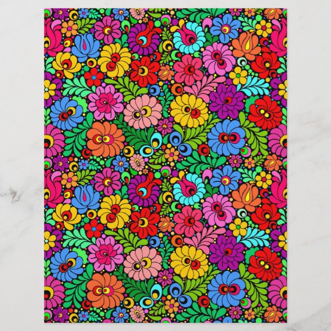 Floral Fiesta scrapbook paper 8.5x11 (Voorkant)