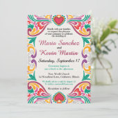 Floral Fiesta Spaanse bruiloft uitnodiging (Staand voorkant)