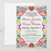 Floral Fiesta Spaanse bruiloft uitnodiging (Voorkant / Achterkant)