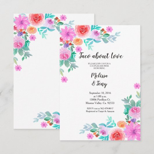 Floral Fiesta Taco'bout Love Couples Shower Kaart (Voorkant / Achterkant)