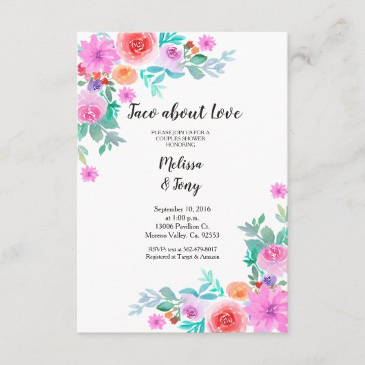 Floral Fiesta Taco'bout Love Couples Shower Kaart (Voorkant)