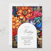 Floral Fiesta Trouwfoto & QR-code voor details Kaart (Voorkant)