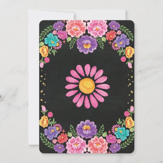 Floral Fiesta Verjaardagsfeest Mexicaanse Bloemen  Kaart (Achterkant)