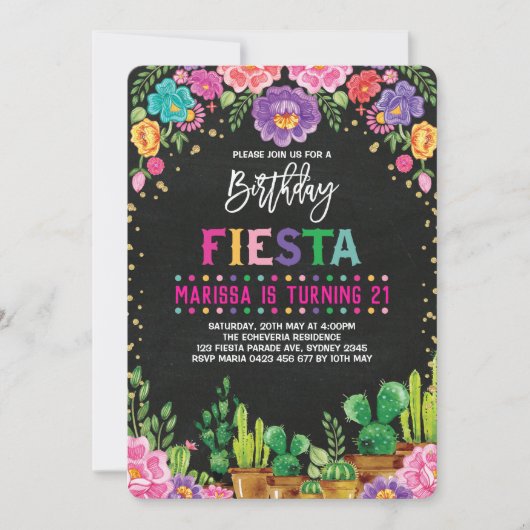 Floral Fiesta Verjaardagsfeest Mexicaanse Bloemen  Kaart (Voorkant)
