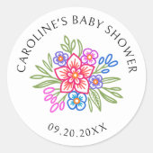 Floral Fiesta Vivid Baby shower Ronde Sticker (Voorkant)