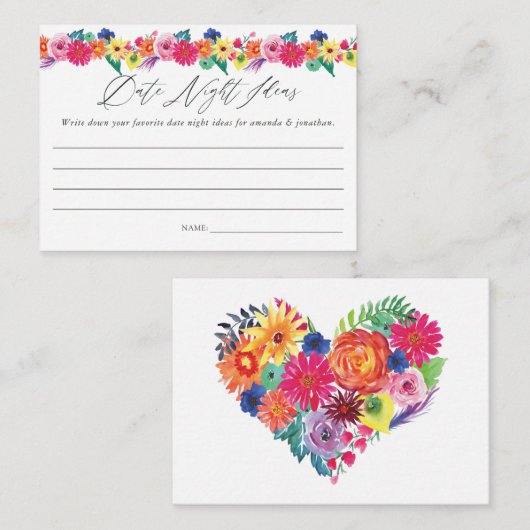 Floral Fiesta Vrijgezellenfeest Date Night Ideeën Informatiekaartje (Voorkant / Achterkant)