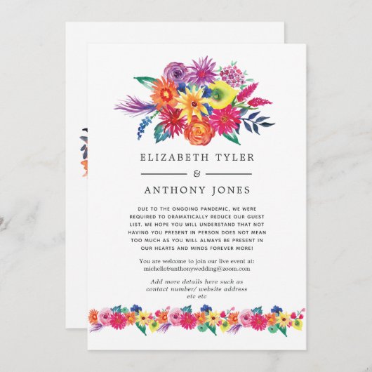Floral Fiesta Wedding Reduced Guest List Aankondiging (Voorkant / Achterkant)
