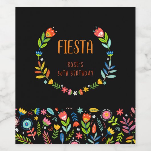 Floral Fiesta Wijn Etiket (Enkel label)