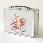 Floral Fiets Eend Metalen Lunchbox (Voorkant)