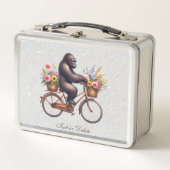 Floral Fiets Gorilla Metalen Lunchbox (Voorkant)