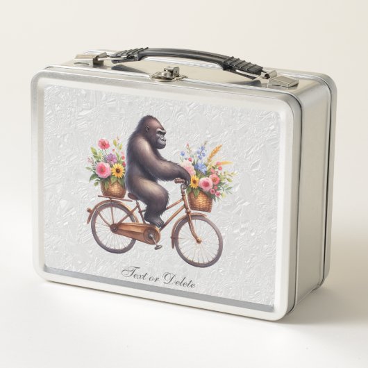 Floral Fiets Gorilla Metalen Lunchbox (Voorkant)