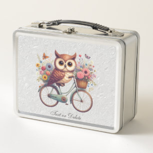 Floral Fiets Uil Metalen Lunchbox