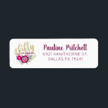 Floral Fifty Fabulous 50th Birthday Gold Script Etiket<br><div class="desc">50 prachtige adresetiketten. Pas deze labels aan met uw eigen informatie. Ontworpen voor u door Blackberry Boulevard.</div>