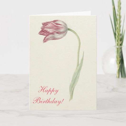 Floral Fine Art Pink Tulp - Birthday Kaart (Voorkant)