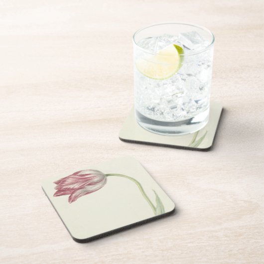 Floral Fine Art: Roze en witte Tulp Drankjes Onderzetter (Rechterzijde)
