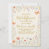 Floral First Birthday Invitation Kaart (Voorkant)