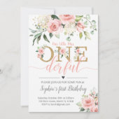 Floral First Birthday Invite-A188 Miss ONE-derful Kaart (Voorkant)