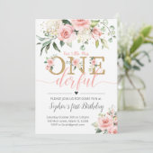 Floral First Birthday Invite-A188 Miss ONE-derful Kaart (Staand voorkant)