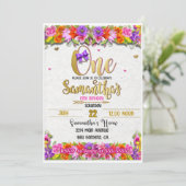 Floral first Birthday-uitnodiging Kaart (Staand voorkant)