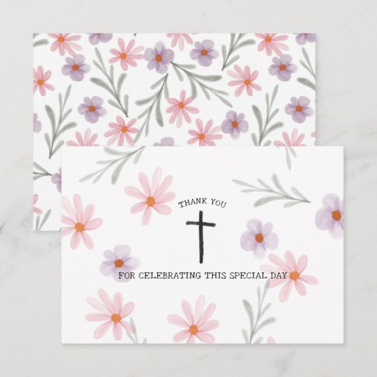 Floral First Community Girl Bedankkaart (Voorkant / Achterkant)