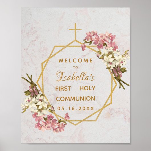 Floral First Community Gold Marble Orchids Welkom Poster (Voorkant)