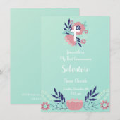 Floral First Community Invitation Kaart (Voorkant / Achterkant)