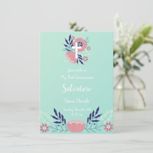 Floral First Community Invitation Kaart (Staand voorkant)