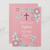 Floral First Community Invitation Kaart (Voorkant / Achterkant)