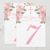 Floral First Heilige Communetabelnummer Kaarten (Voorkant / Achterkant)