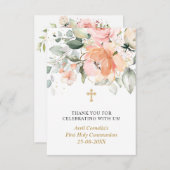Floral First Heilige Communie Dank u Informatiekaartje (Voorkant / Achterkant)