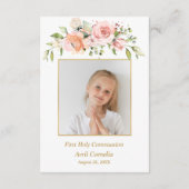 Floral First Heilige Communie Dank u Informatiekaartje (Achterkant)