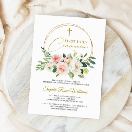 Floral First Heilige Communie Kaart