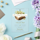 Floral First Holy Communion for girl Acryl Uitnodigingen (Insitu (Huwelijk))