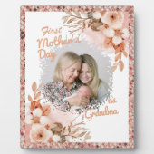 Floral First Moederdag als oma Foto Fotoplaat (Voorkant)