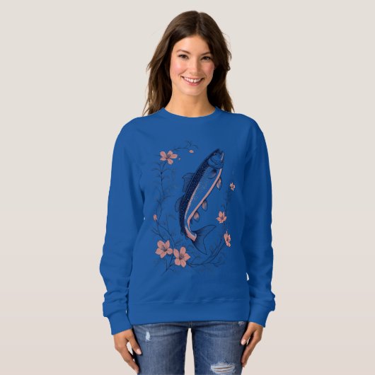 Floral Fish Art – Women’s Sweatshirt (Voorkant volledig)
