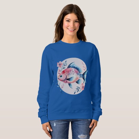 Floral Fish Circle – Women’s Sweatshirt (Voorkant volledig)