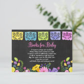 Floral fista baby shower book request insert informatiekaartje (Staand voorkant)