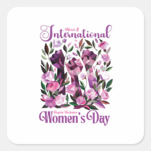 Floral Fists Internationale Vrouwendag 8 maart Vierkante Sticker